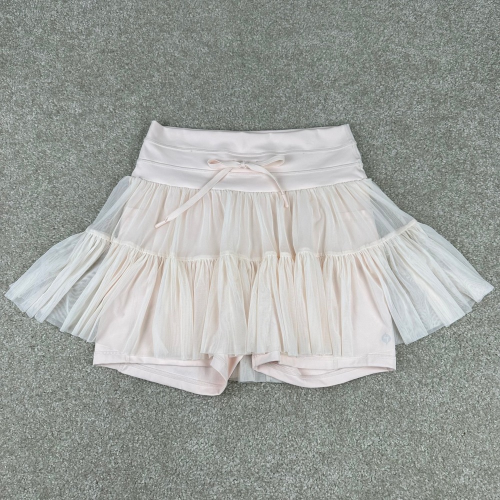 POPFLEX Pirouette Skort Pink Tulle Ruffle Athletic Skirt Shorts Large Balletcore